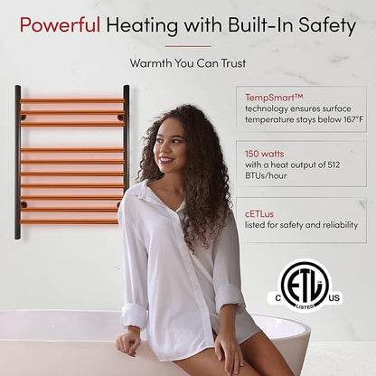 Heated Towel Rack, 10-Bar Wall-Mounted Electric Towel Warmer, Matte Black - Image 8