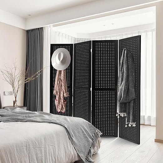 Babion 4 Panel Pegboard Display, Peg Board Room Divider Freestanding Folding - Image 3