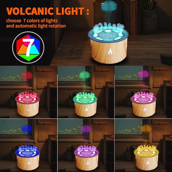 BOHOFAM Aroma Essential Oil Diffuser 360 ML, Volcano and Flame - Image 2