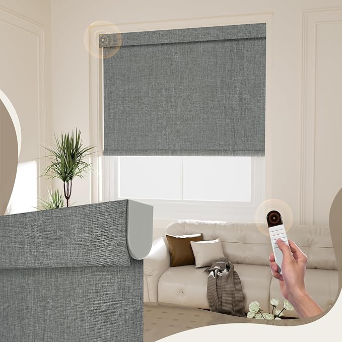 Boolegon Motorized 100% Blackout Roller Blinds by Boolegon