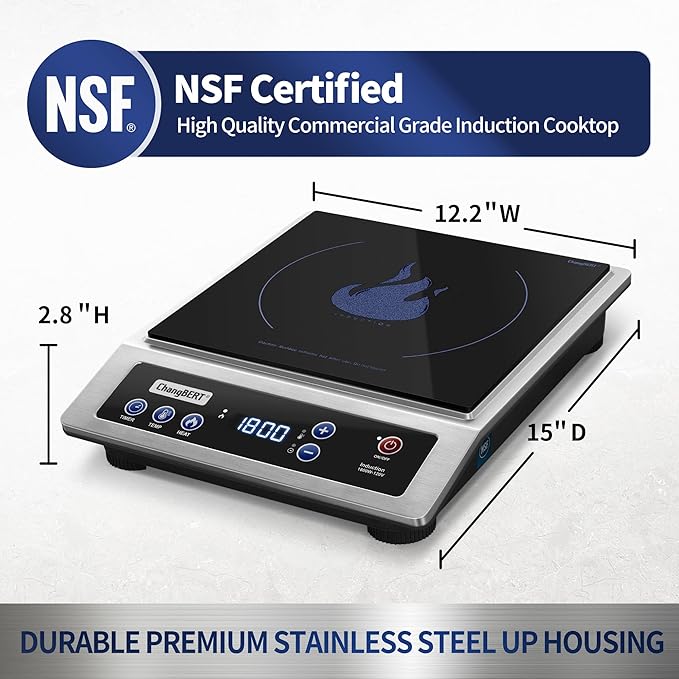 ChangBERT Induction Cooktop, Commercial Grade Portable Cooker, Large 8” Heating - Image 3