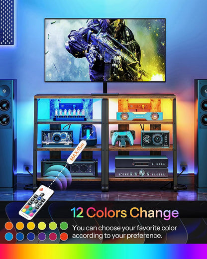 choezon 4-tier av media stand with wheels, stereo showing dimensions