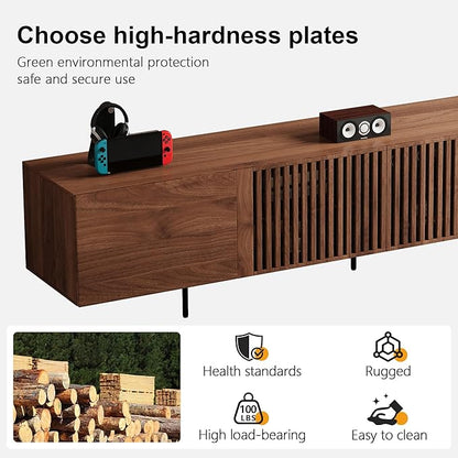 Pajiasen 94.48″ Mid Century Modern Walnut TV Stand - Image 9