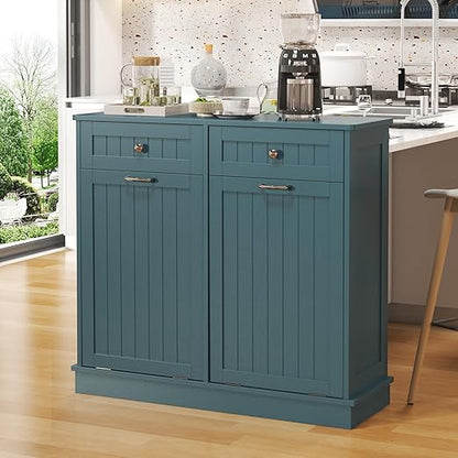 Tilt Out Trash Cabinet with Double Hidden Trash Can Holder, Kitchen Free - Image 9