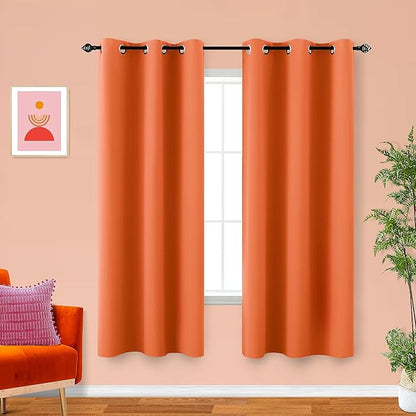 KOUFALL 42x72 Inches Long Orange Blackout Curtains by KOUFALL