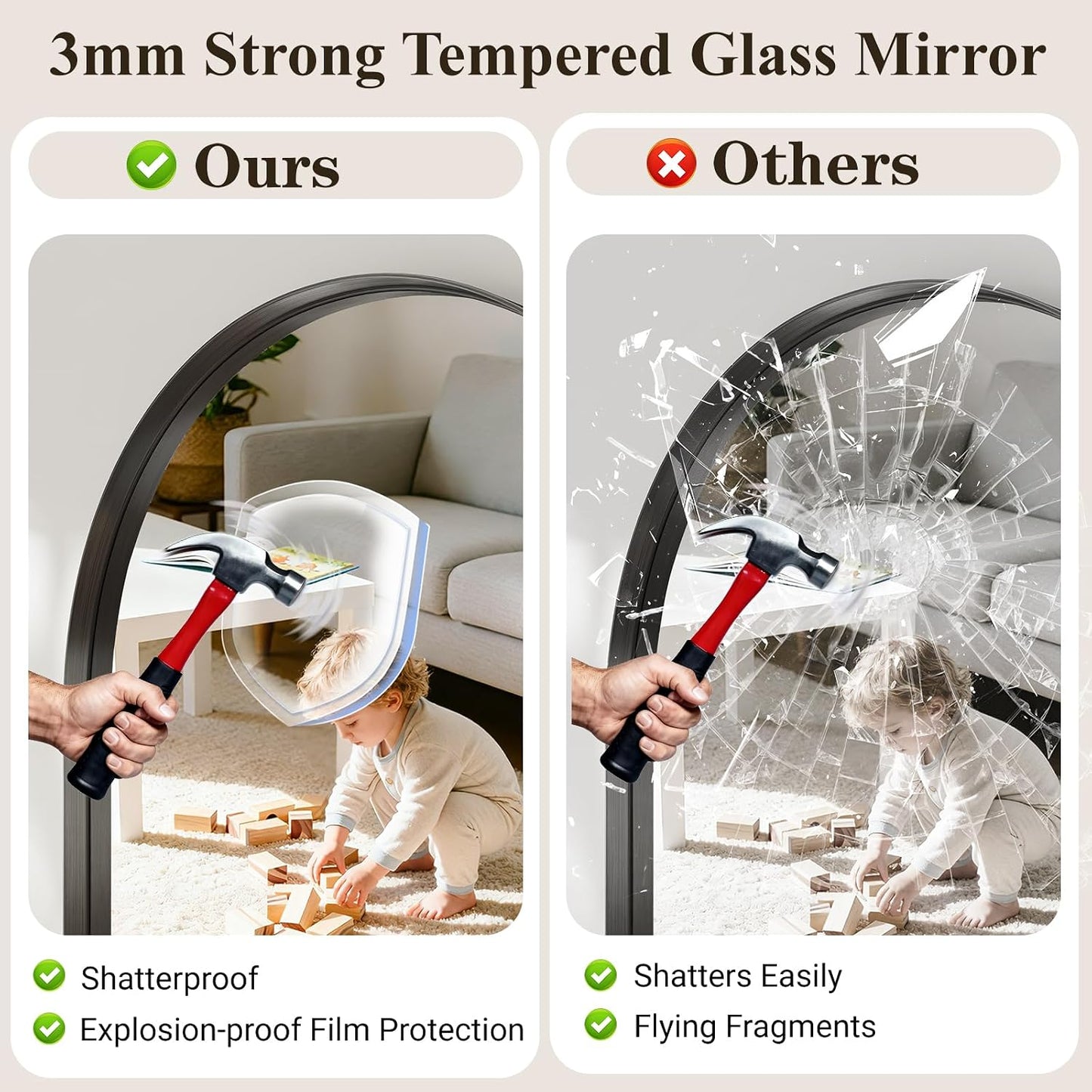 Black Arched Bathroom Mirror 30x40 Inch Arch Mirror for Wall | Vanity Mirror Over Sink with Tempered Glass, Aluminum Alloy Deep Frame, Farmhouse for Bedroom, Entryway, Living Room