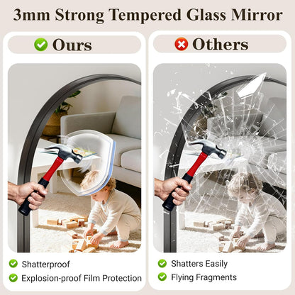 Black Arched Bathroom Mirror 30x40 Inch Arch Mirror for Wall | Vanity Mirror Over Sink with Tempered Glass, Aluminum Alloy Deep Frame, Farmhouse for Bedroom, Entryway, Living Room