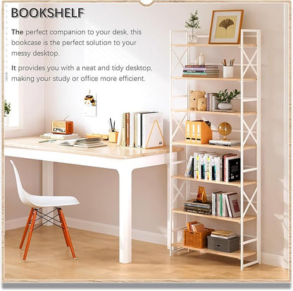 4NM 7 Tiers No Assembly Book Shelves, 72.4" H Folding Bookshelf Bookcase Open - Image 3