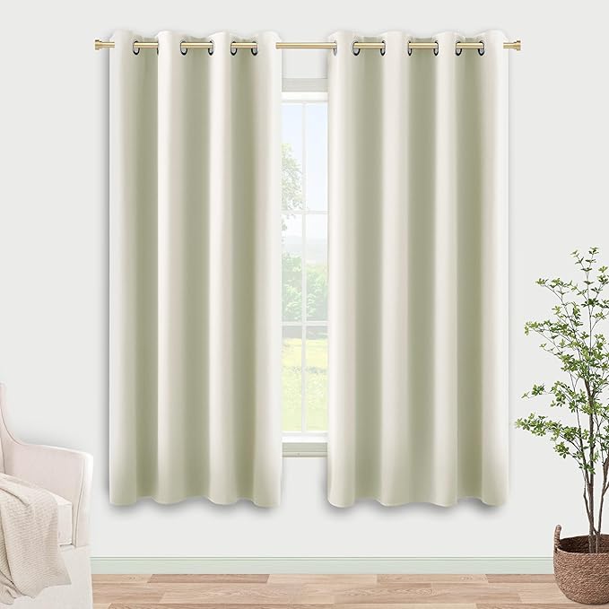 KOUFALL Cream Beige Bay Window Curtains Drapes by KOUFALL