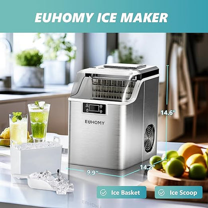 EUHOMY Ice Cube Maker Machine Countertop, 2 Ways to Add Water, 45Lbs/Day 24 Pcs - Image 7