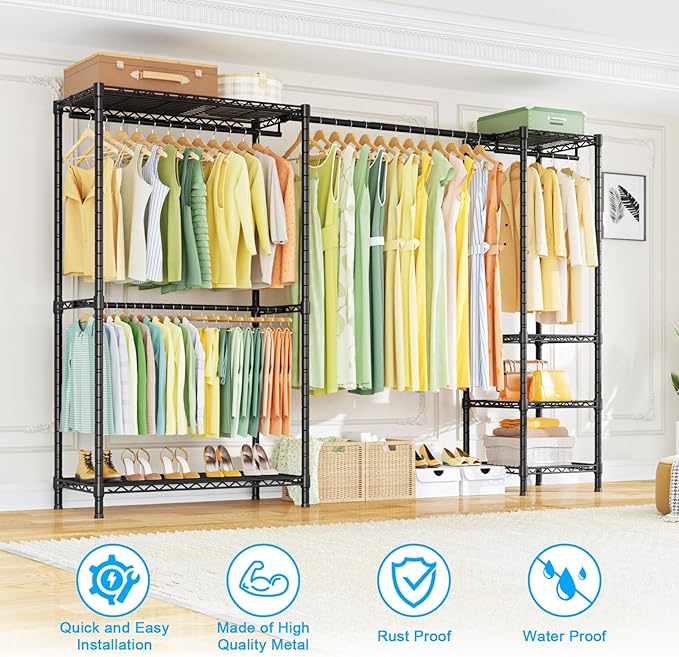 Ulif E10 Clothes Rack（With Stretchable Hanger Rod）Freestanding Clothing Racks - Image 3