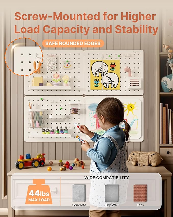 PEGZONE Pegboard Wall Organizer Combination Kit, Overall 33.1"x25.4" Metal - Image 3