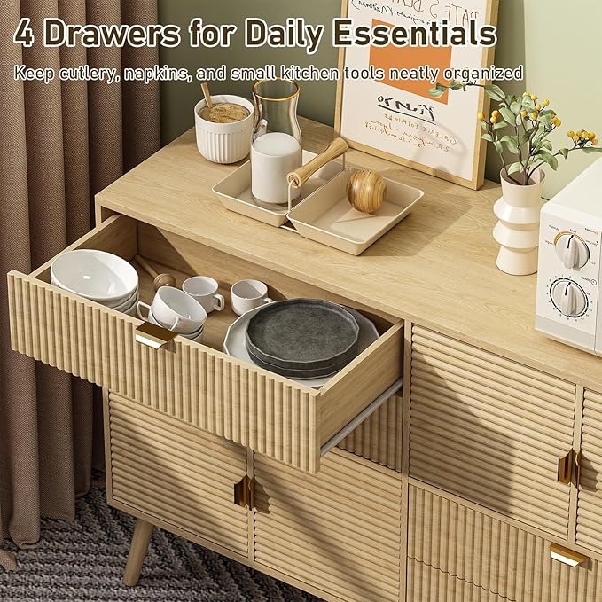 Coffee Bar Cabinet with Doors & Drawers, Dining Room, Modern Mid Century - Image 3