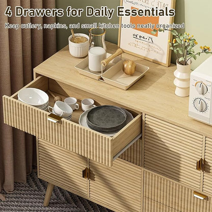 Coffee Bar Cabinet with Doors & Drawers, Dining Room, Modern Mid Century - Image 3