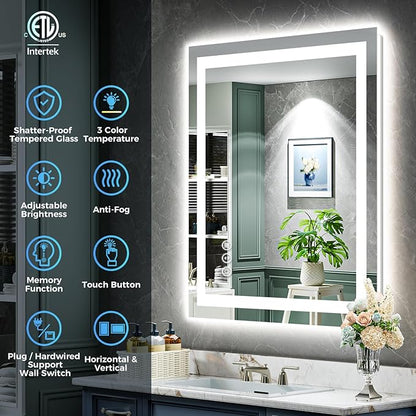 YEELAIT 24x30 Inch LED Bathroom Mirror - Image 2