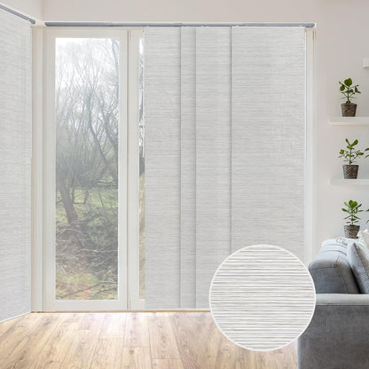 Woven Panel Track Blinds, Marble | Adjustable Sliding Vertical Blinds for Patio Doors & Glass Windows, 45.8"-86"W. Cordless, Cut-to-Size Woven Fabric Panels.