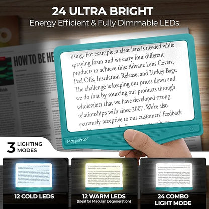 MAGNIPROS 5X Large LED Full Page Magnifying Glass w/Collapsible Hands-Free - Image 8