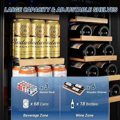 Wine and Beverage Refrigerator Black, 24 Inch Beverage Cooler Under Counter - Image 3