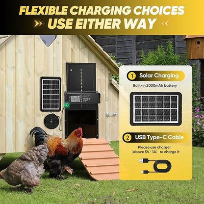 Sakerplus Automatic Chicken Coop Door Solar Powered, Automatic Chicken Door - Image 8