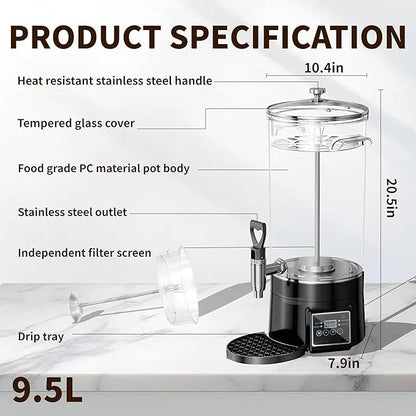 Coffee Urn Commercial Coffee Maker, 9.5 L 60 Cups, Transparent Electric - Image 3