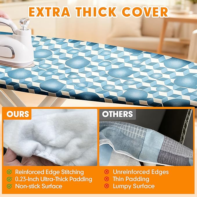 Ironing Board Cover and Pad, 21x54 Extra Large Thick Iron Padding, Scorch & - Image 3