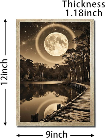 URVIP LED Glowing Photo Frame, 3D Starry-Sky Blue Moon Wall Art, 9x12 Inches - Image 2