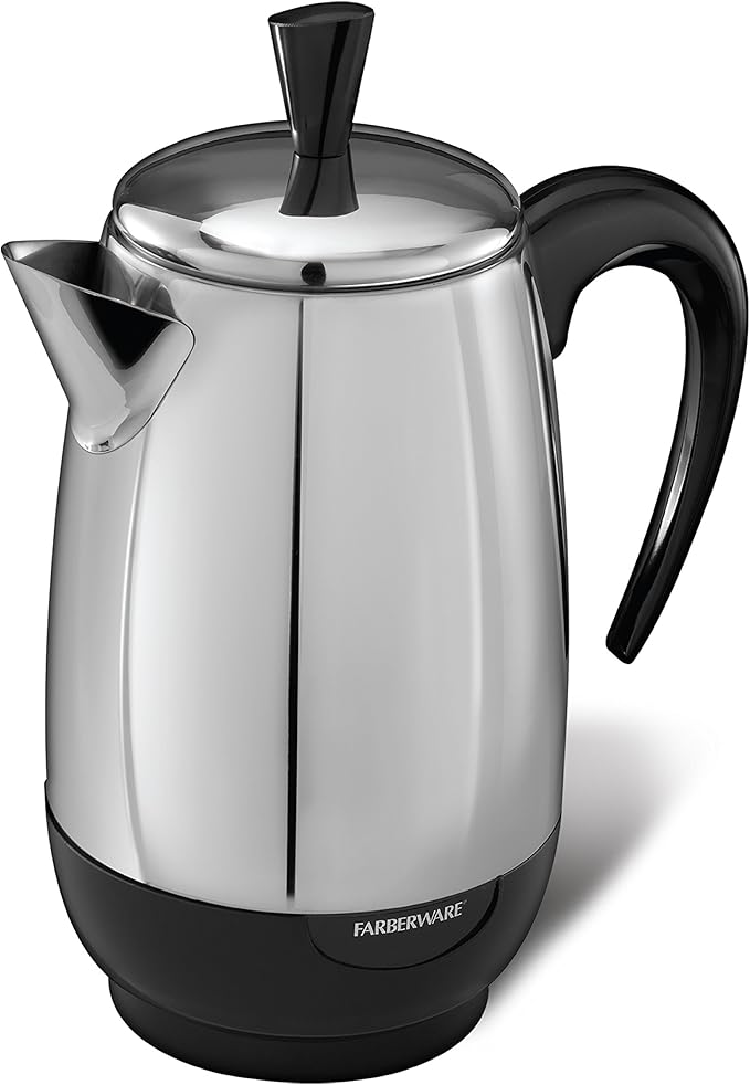 Farberware Electric Coffee Percolator, Stainless Steel Basket, Automatic Keep by Farberware