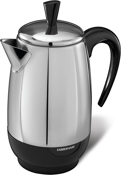 Farberware Electric Coffee Percolator, Stainless Steel Basket, Automatic Keep by Farberware