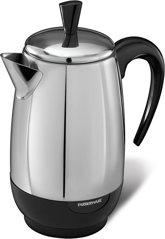 Farberware Electric Coffee Percolator, Stainless Steel Basket, Automatic Keep by Farberware
