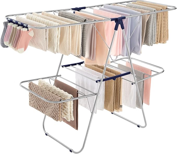 SONGMICS Clothes Drying Rack, Foldable 2-Level Laundry Drying Rack, by SONGMICSbySONGMICSHOME