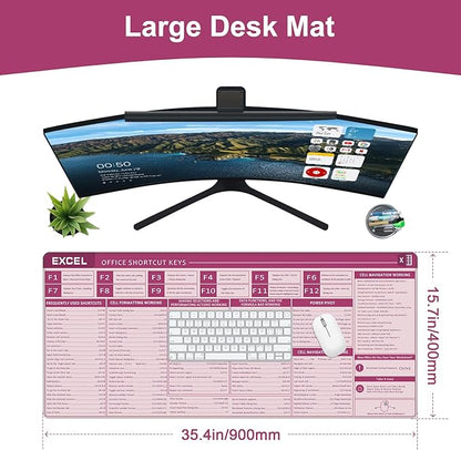 Baziabbo Office Desk Mat, Excel Cheat Sheet Keyboard Mat, Excel Shortcut Desk - Image 2