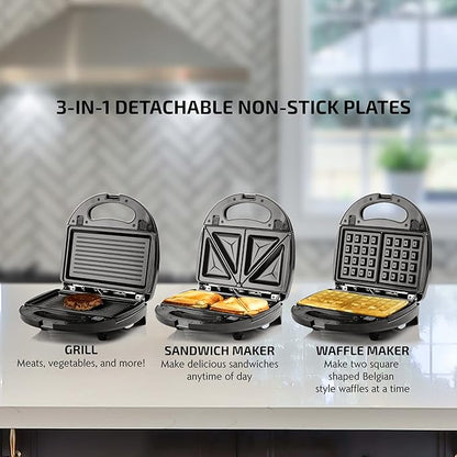 OVENTE Electric Sandwich, Panini and Waffle Maker Set - Image 3