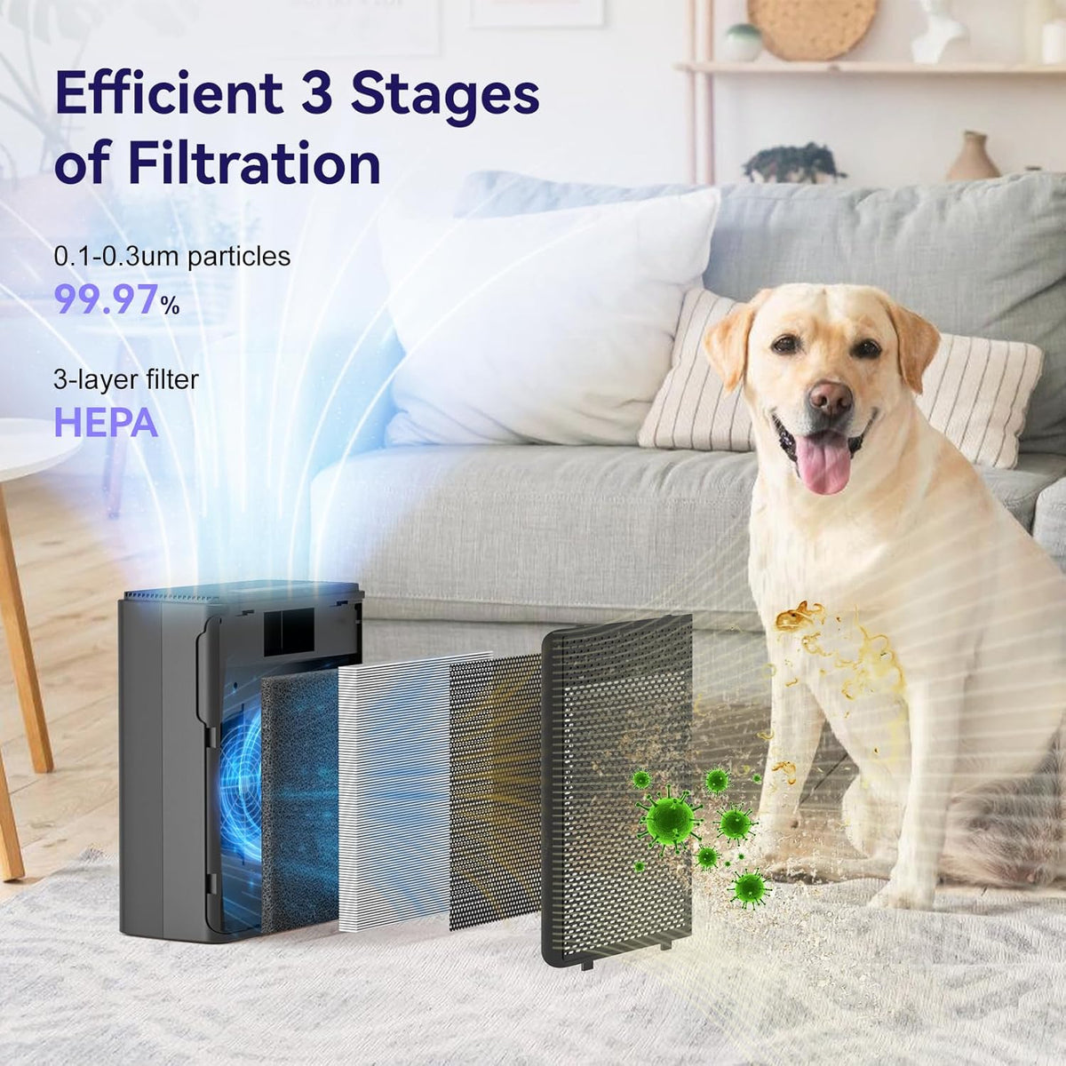yariki air purifiers for home pets covers up, side view