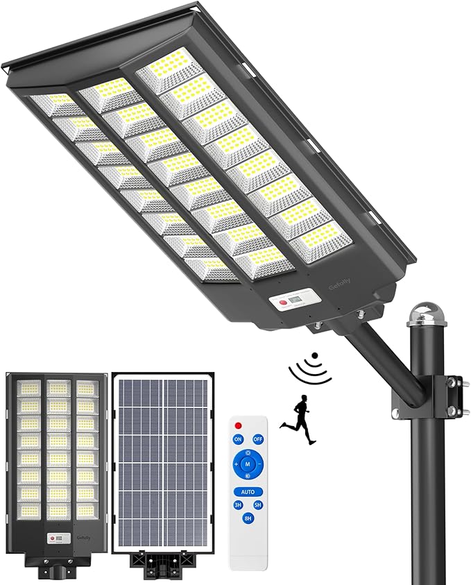 Gefolly SL-8600W Solar Street Light Outdoor, Wide Angle 680000LM Commercial by GefollyLight