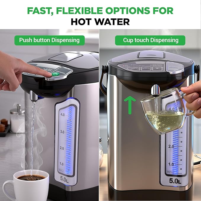 NutriChef Electric Water Boiler and Warmer - 5L/5.28 Qt Stainless Steel Hot - Image 2