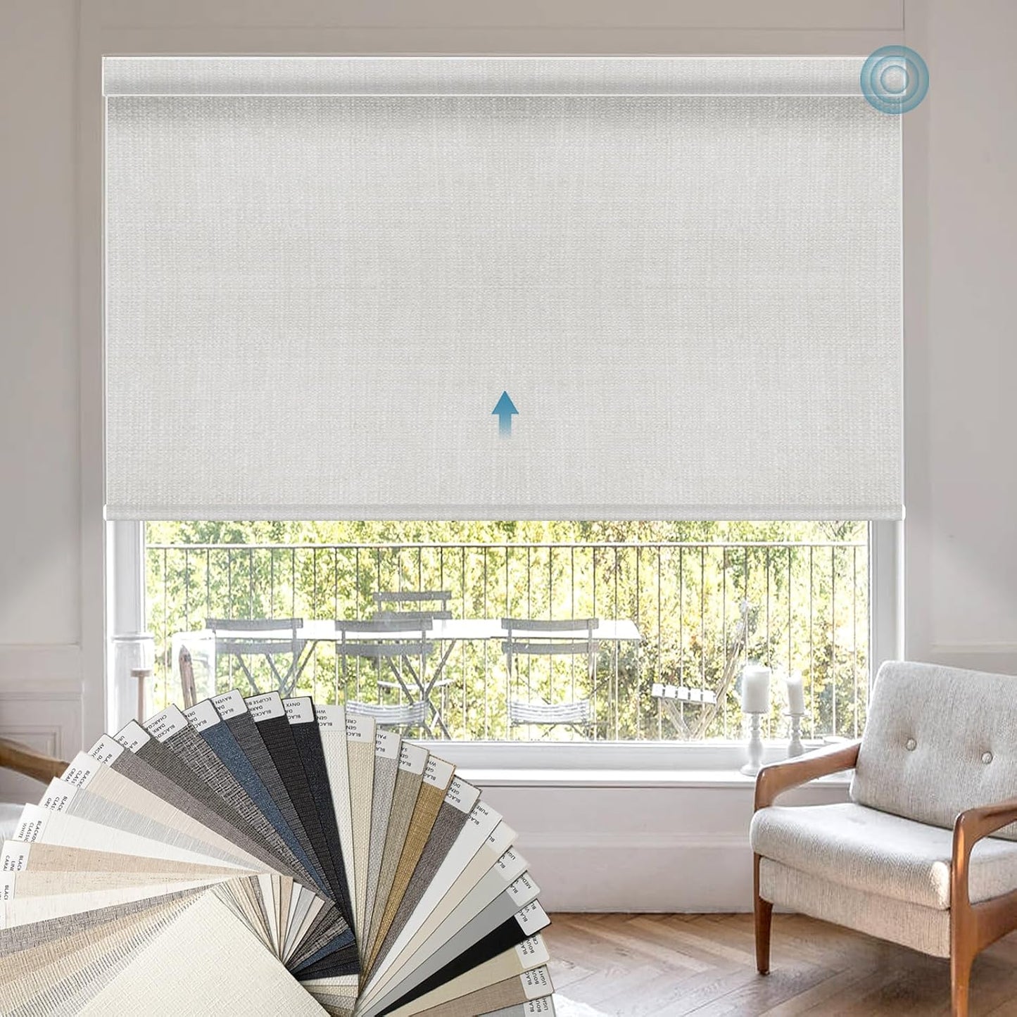 Motorized Roller Shades, 100% Blackout, Multi-Color Samples | Automatic Blinds for Indoor Windows, Works with Alexa Google Apple Home, Remote & App Control,Solar/USB Charging,Custom Size