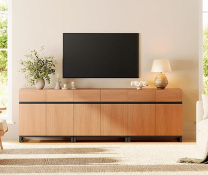 WAMPAT Modern TV Stand for TVs up to 110 inch, 3 in 1 Wood Entertainment Center - Image 3