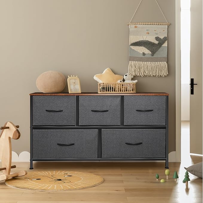 Dresser for Bedroom with 5 Drawers, Chest of Drawers, Storage Drawers Organizer - Image 8