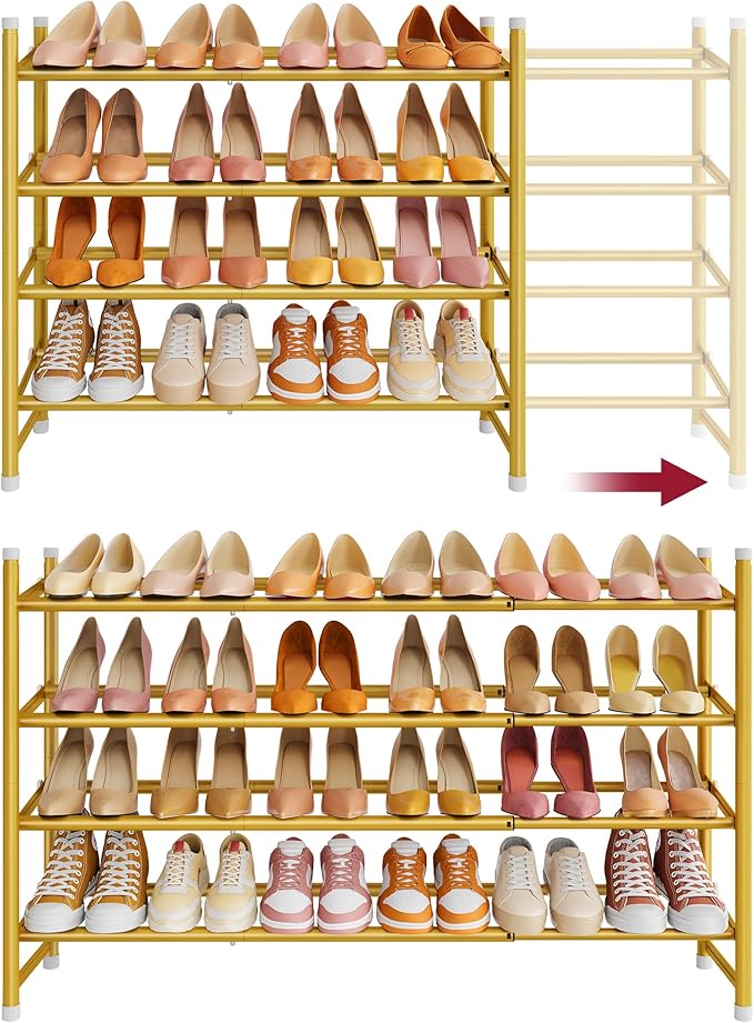 Tajsoon Expandable Shoe Rack for Closet 4 Tier, 29“-41“Adjustable & Stackable by Tajsoon