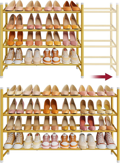 Tajsoon Expandable Shoe Rack for Closet 4 Tier, 29“-41“Adjustable & Stackable by Tajsoon