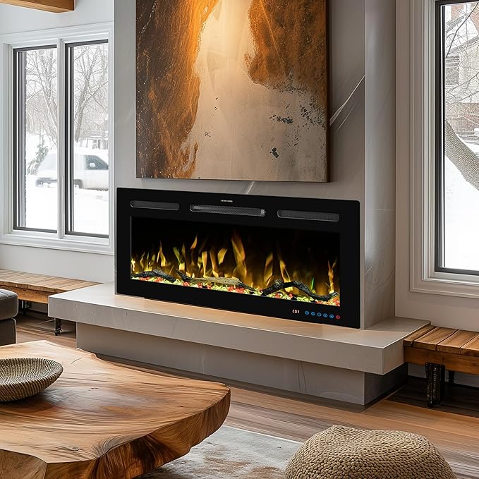 65" WiFi Electric Fireplace Inserts, Recessed and Wall Mounted Fireplace Heater - Image 8