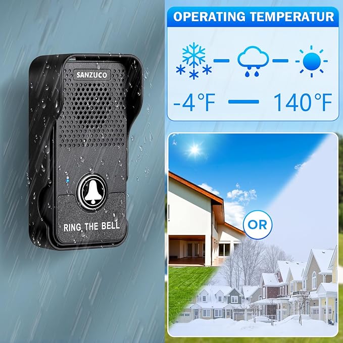 Doorbells, Hands Free Wireless Doorbell Intercom Upgrade, Waterproof Full - Image 4