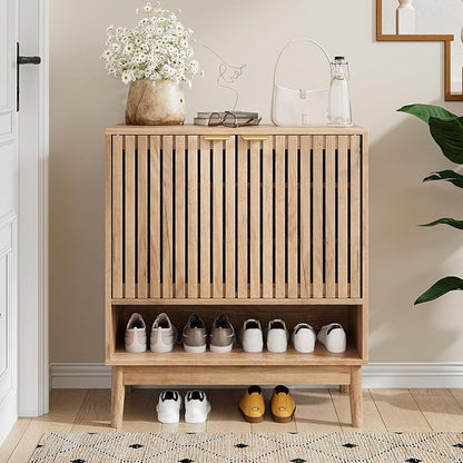 Shoe Storage Cabinet with Adjustable Shelves, Wooden Shoe Organizer, Shoes Rack - Image 3