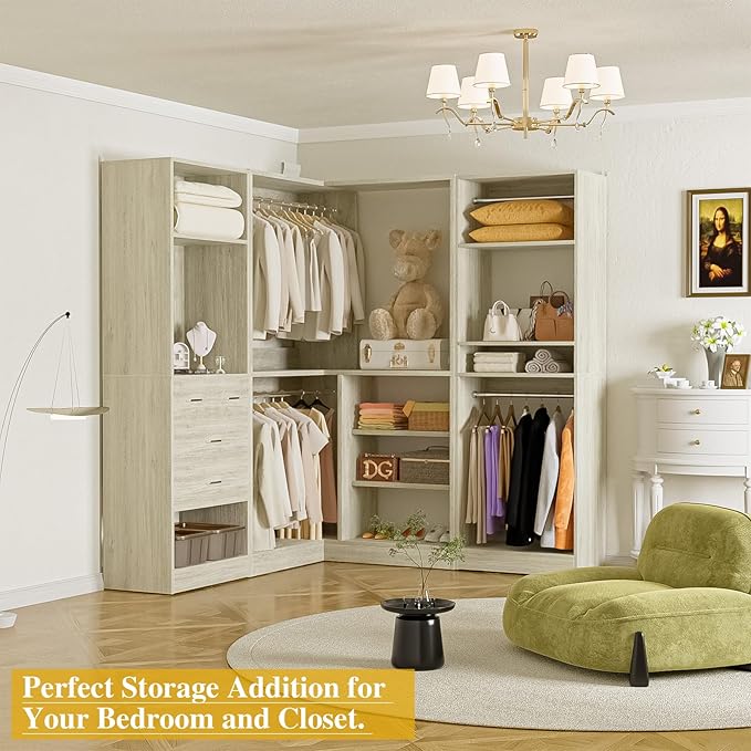 Unikito 86 Inch Closet System, 3 Sets Corner Closets Organizer - Image 6
