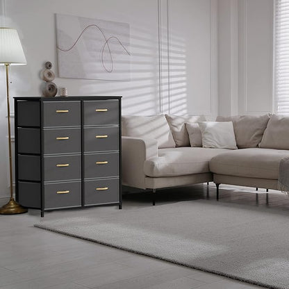 SIMPLE HOUSEWARE 8 Drawer Wide Dresser Tall Storage Tower, Dark Grey - Image 2