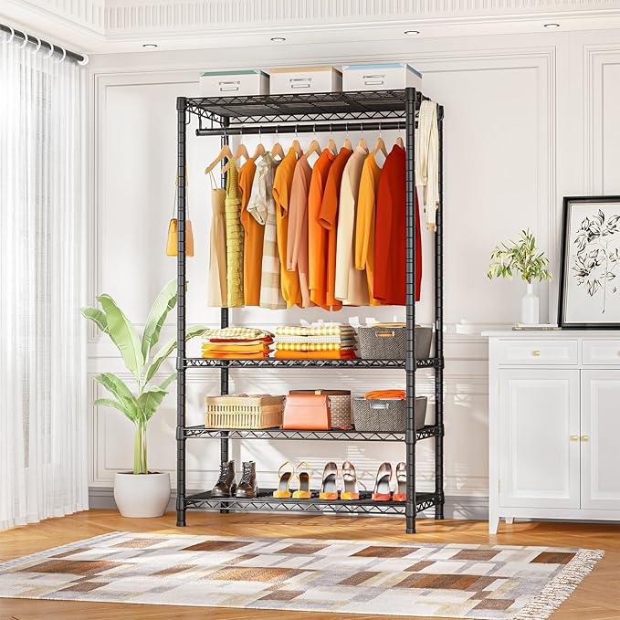 Ulif H4 Portable Closets, 4-Tier Metal Clothes Garment Rack - Image 2