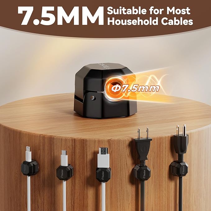 8 Pack Rotatable Cable Clips, Spring Cord Organizer Desk Cable Management Cord - Image 3