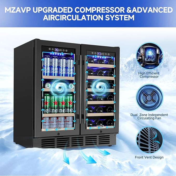 30 Inch Wine and Beverage Refrigerator, Dual Zone Wine Beverage Cooler - Image 3
