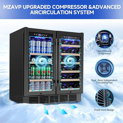 30 Inch Wine and Beverage Refrigerator, Dual Zone Wine Beverage Cooler - Image 3