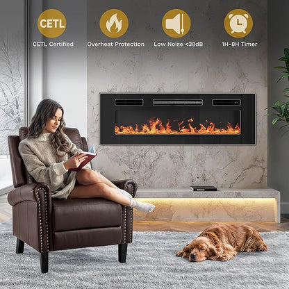 DWVO 36 Inches Electric Fireplace, Recessed or Wall Mounted, Fireplace Heater - Image 4